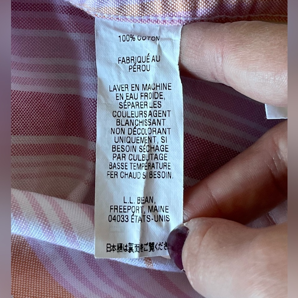 NWOT L.L. Bean Women’s Pastel Long Sleeve Button Down Top. SIZE XL REGULAR - Picture 7 of 7